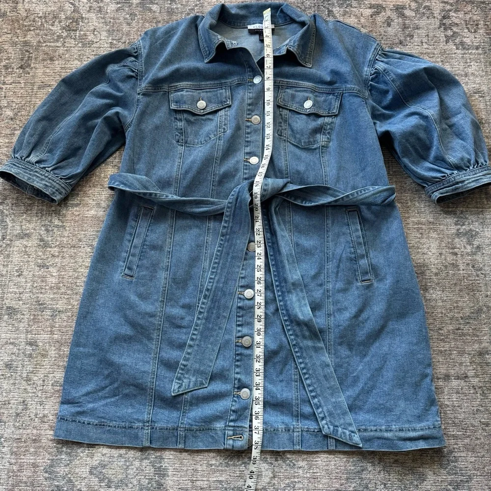 ELOQUII Elements Women's Plus Puff Sleeve Denim Jacket Dress size 22 - Picture 5 of 10